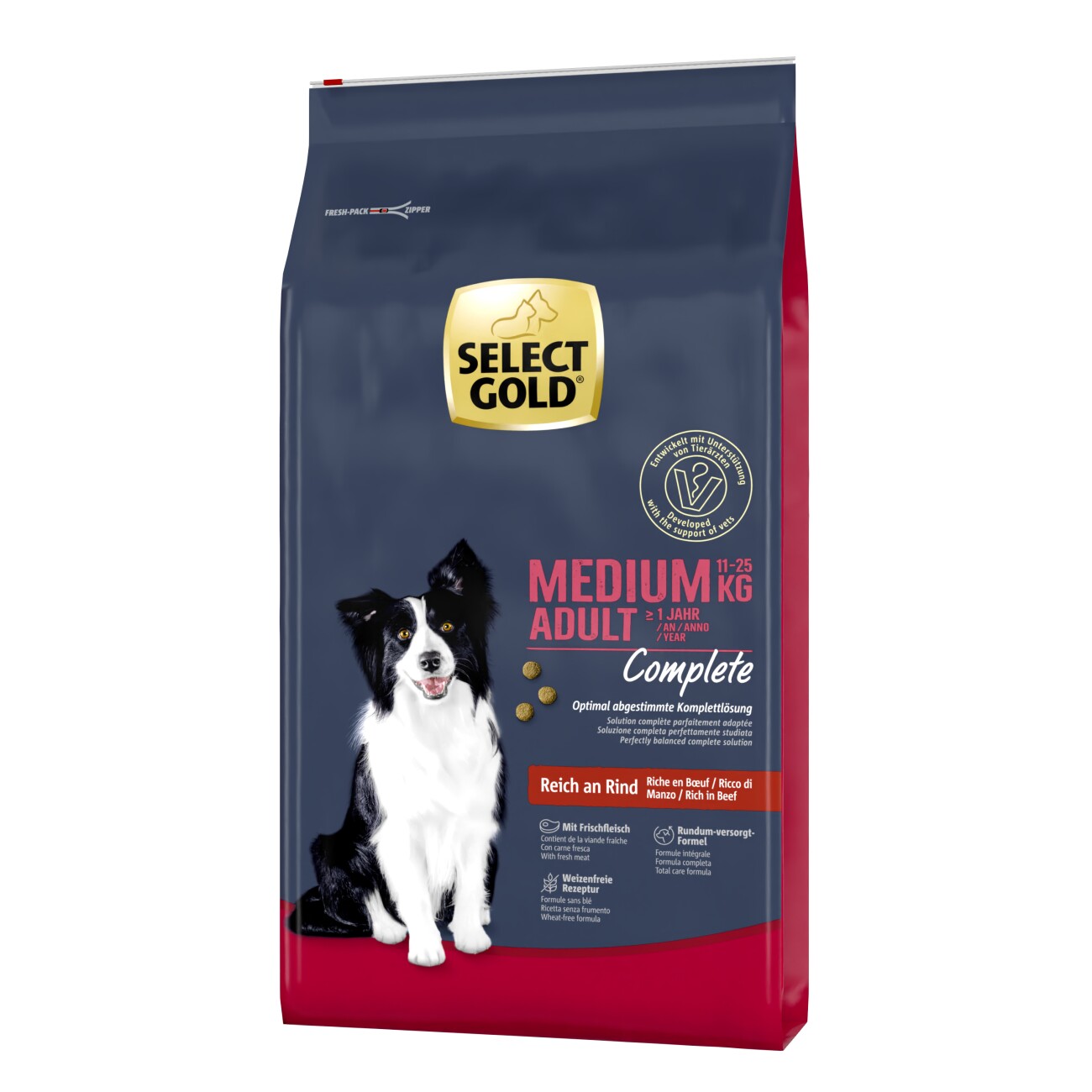 SELECT GOLD Complete Trockenfutter Hund Medium Adult Rind